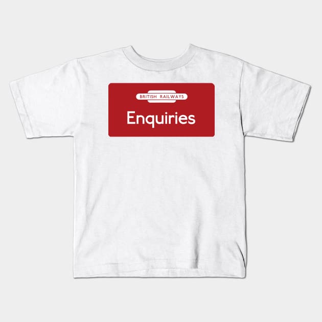 British Rail Enquiries sign Kids T-Shirt by Random Railways